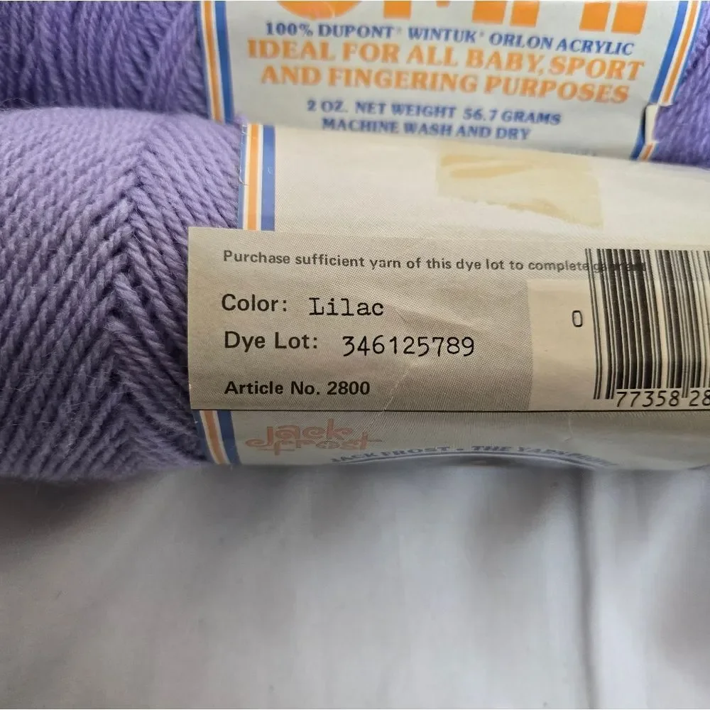 VINTAGE lilac purple Orlon acrylic Wintuk Omni 3 ply‎ baby and sport yarn lot 7